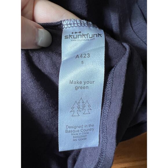 Skunkfunk Women's V-Neck A-Line Mini Dress 3/4 Sleeve Blue Purple Size 5 (XL) - Picture 7 of 11